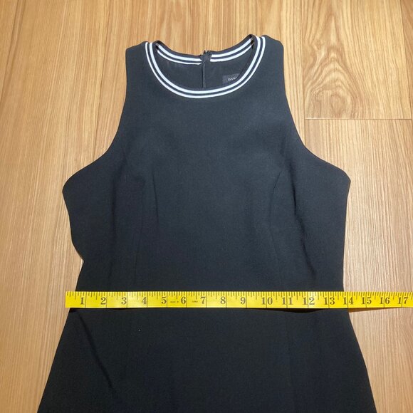 Banana Republic Black Dress Size 4 Petite White Stripe Neck Detail - Picture 15 of 16